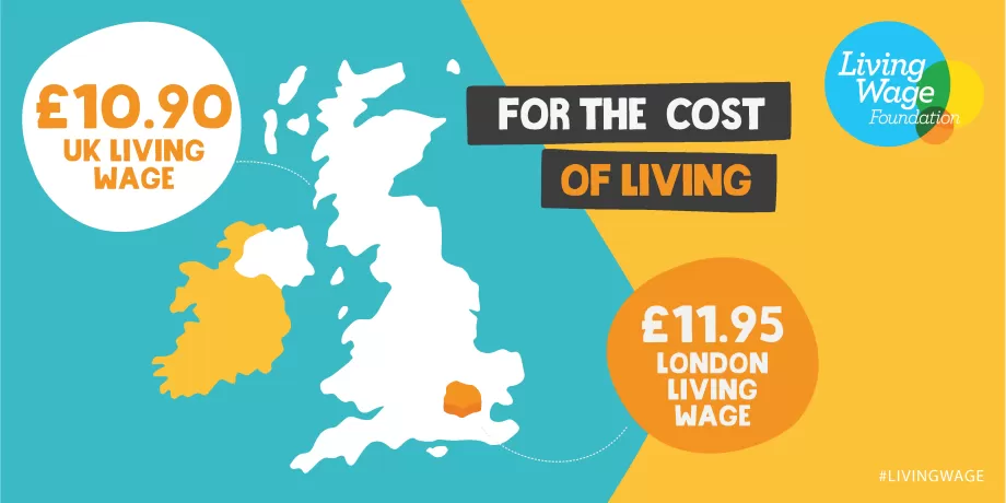 Drawing of the UK with the £10.90 UK rate and £11.95 London rate