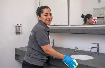 Photograph of a Greenzest cleaning operative