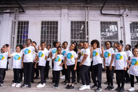 St Antony School children with living wage tshirts on